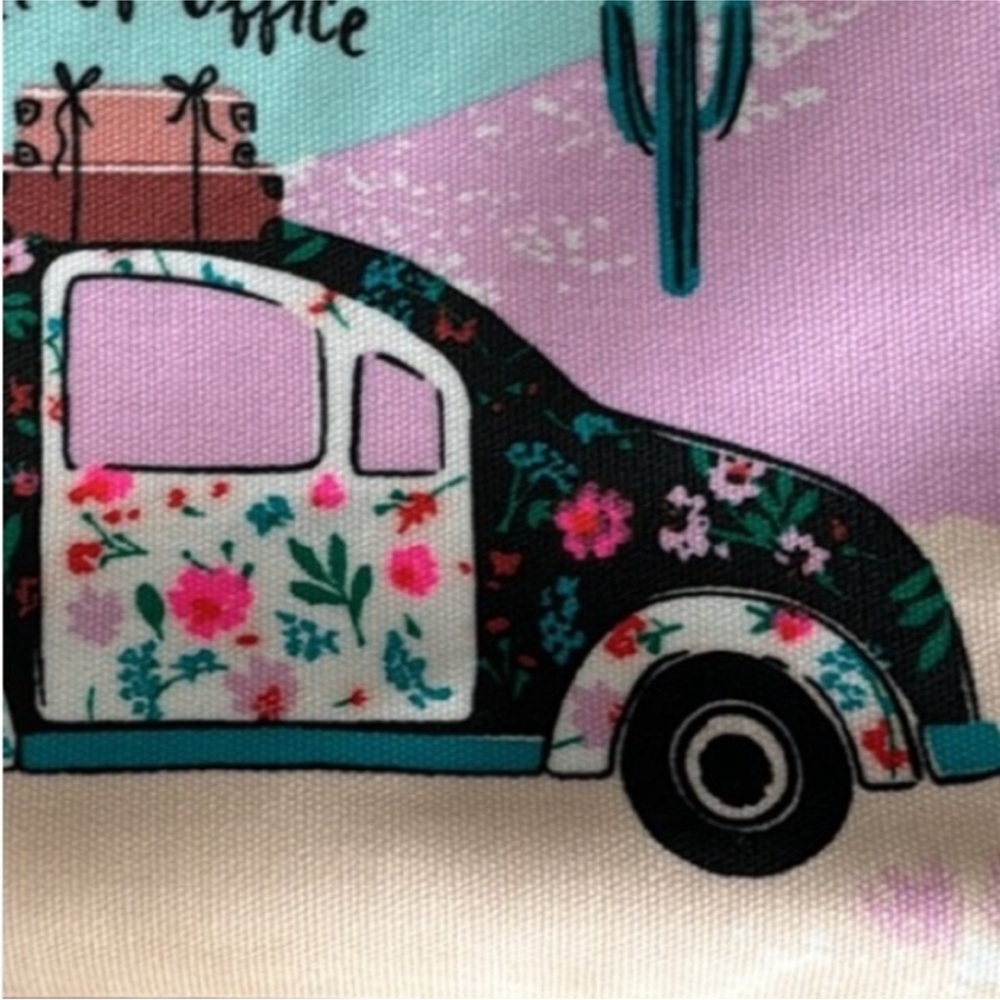 Kate Spade Out of Office VW Dog Floral Oversized Cosmetic Bag Limited Edition - Picture 9 of 11